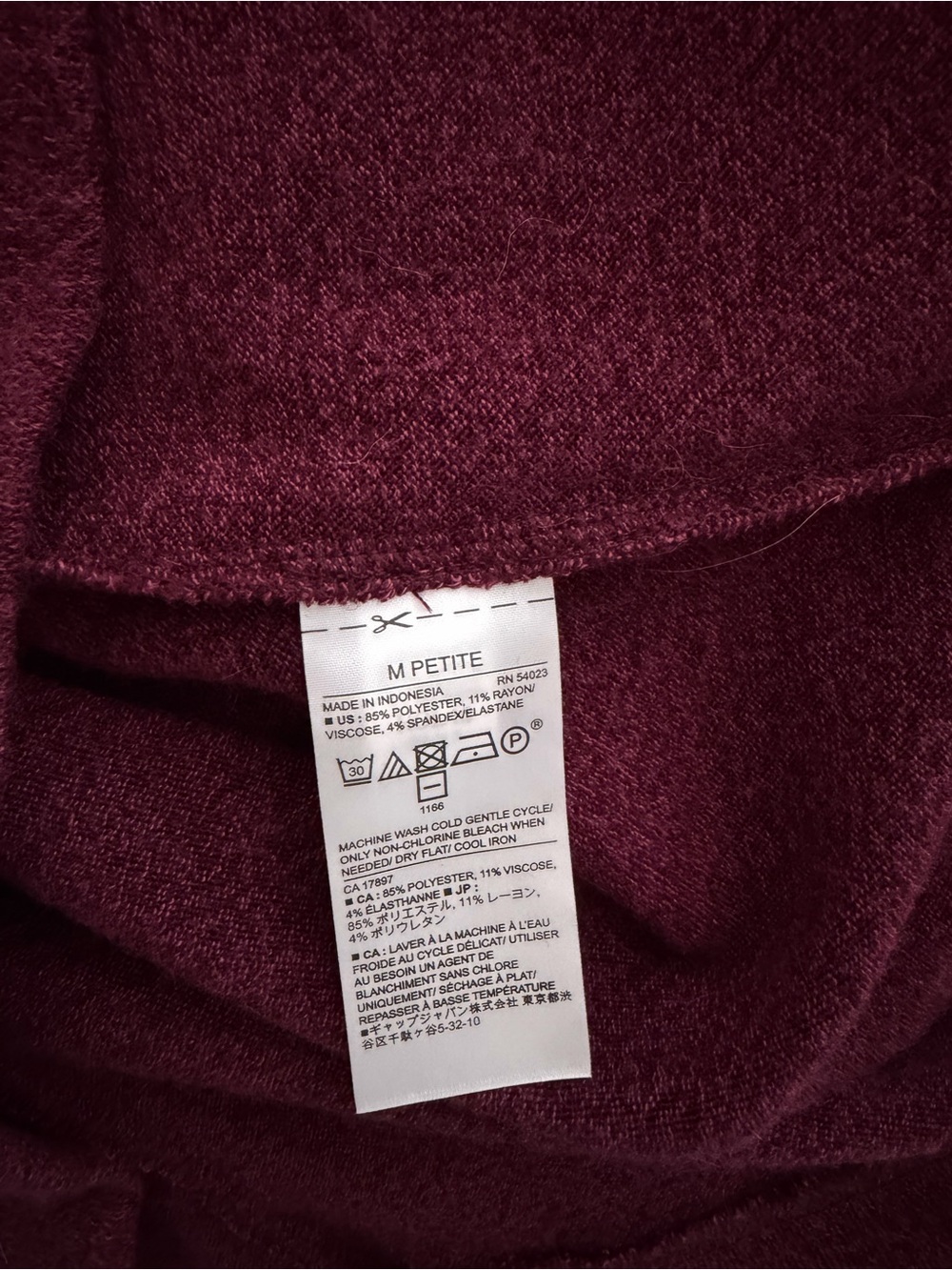 Banana Republic Rich Burgundy / Plum color Cowl Neck Sweater Dress Med Petite - Picture 4 of 9